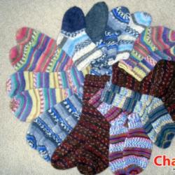 Striped socks with boomerang heel knitted Knitted children