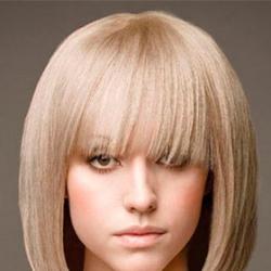 Smooth bob with or without bangs, up to the shoulders, chin, for thin, thick hair, blonde