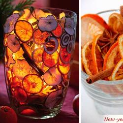 Making a festive garland of oranges Orange decor for the New Year